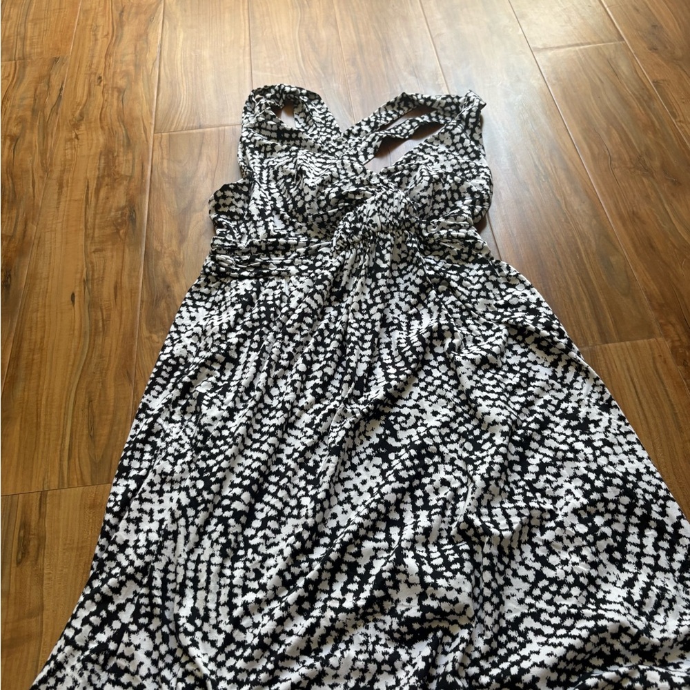 Soma Black and White Printed Midi Dress